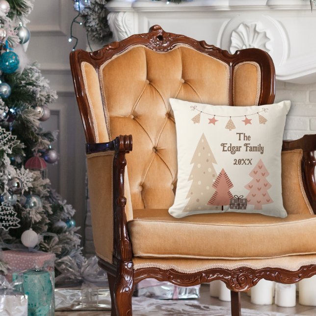 Almofada Cozy Natal Deseja Boho Personalizável (cozy boho Christmas pillow)