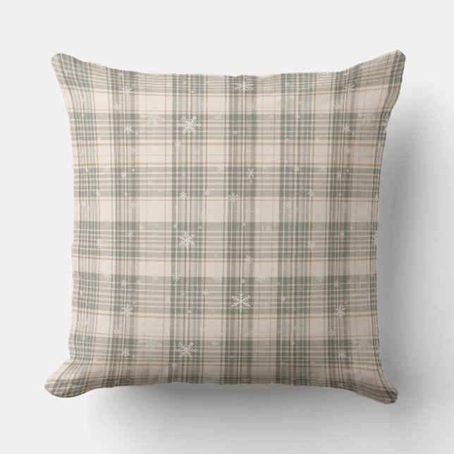 Almofada Cozy Plaid & Snowflake Winter Home Décor (Frente)