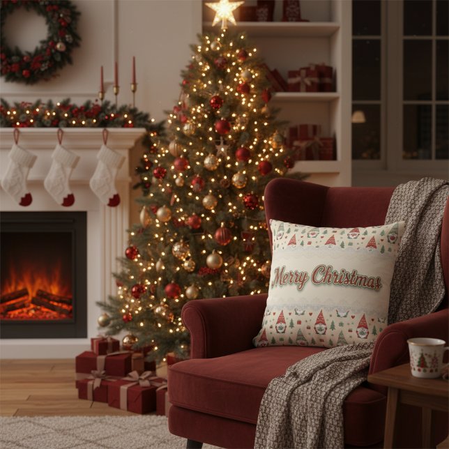 Almofada Cozy Scandinavian Christmas Gnome Throw Pillow (Criador carregado)