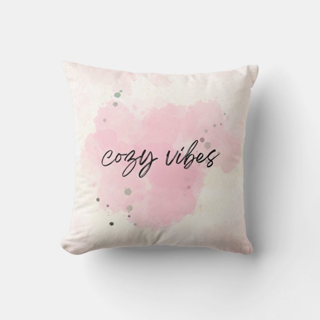 Almofada "Cozy Vibes Travesseiro decorativo de Aquarela Ros (Frente)
