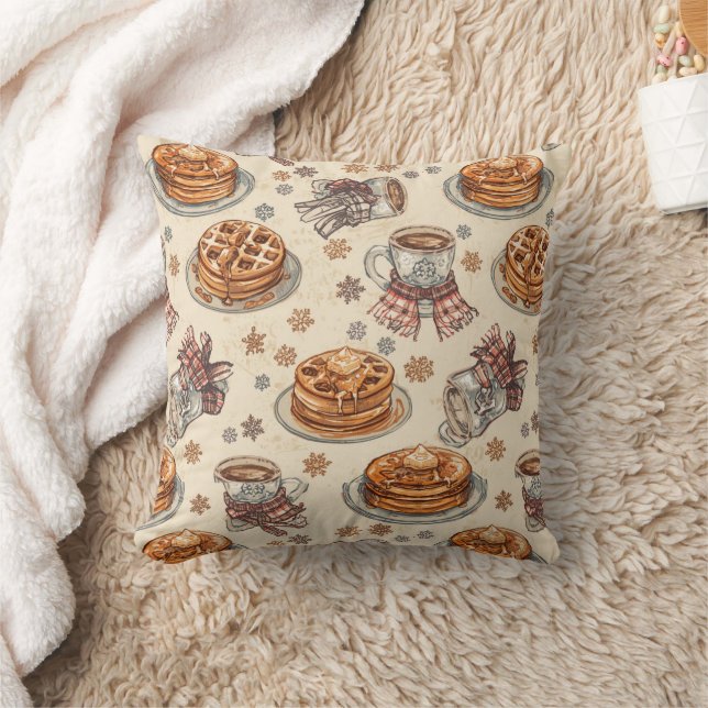 Almofada Cozy Winter Breakfast Pattern | Pancakes & Coffee  (Cobertor)