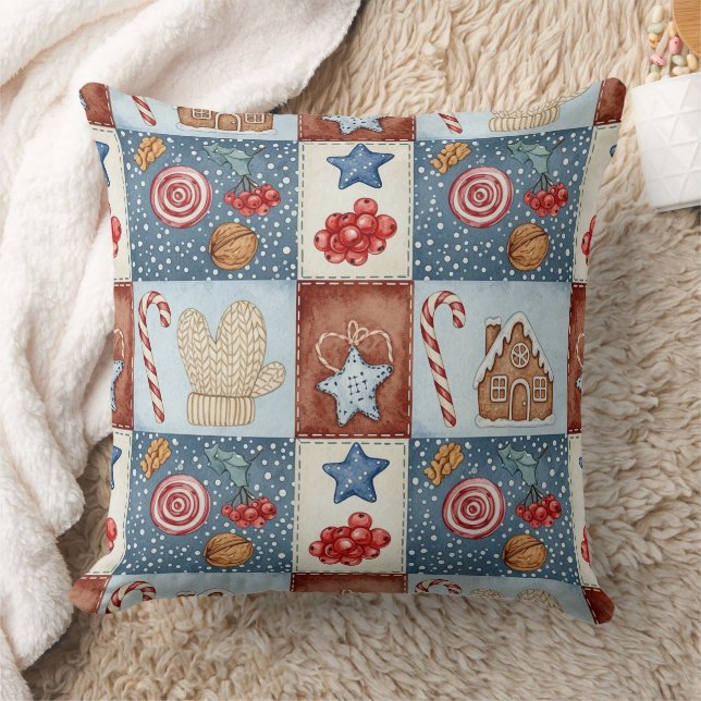 Almofada Cozy Winter Patchwork Christmas (Cobertor)