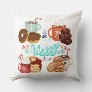 Almofada Cozy Winter Treats and Drinks Illustration