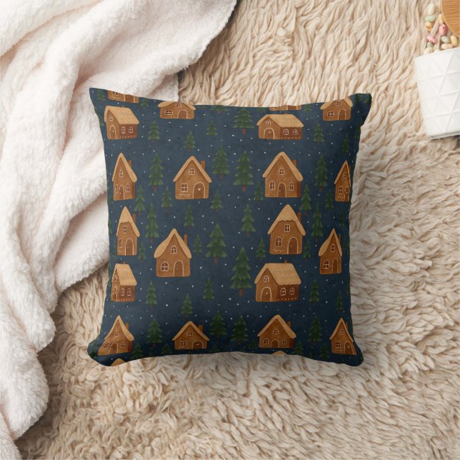 Almofada Cozy Winter Village Pattern Throw Pillow (Cobertor)