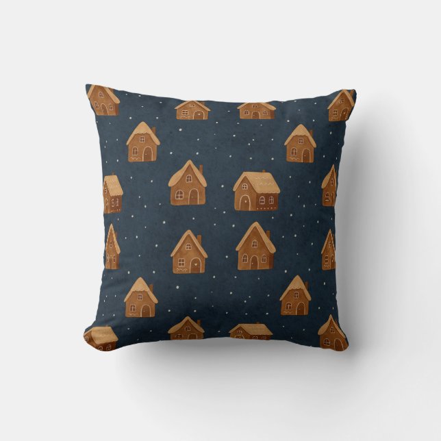 Almofada Cozy Winter Village Pattern Throw Pillow (Frente)