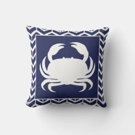Almofada Crab Azul Marinho e Branco Espinha de Peixe Náutic