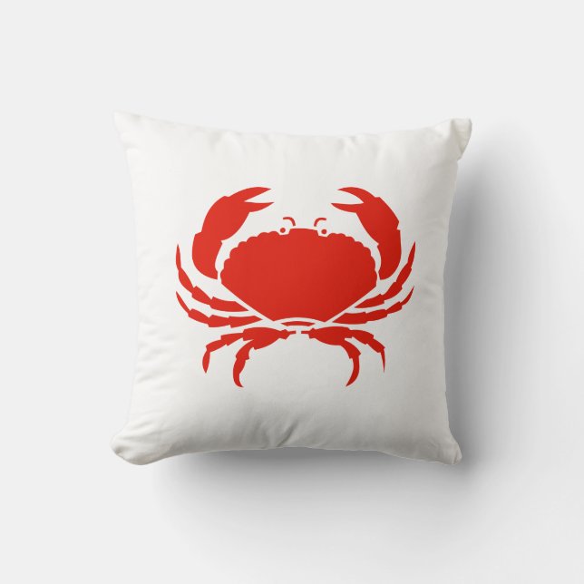 Almofada CRAB WHITE em travesseiro vermelho (Frente)