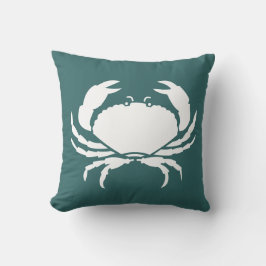 Almofada CRABS WHITE em travesseiro azul