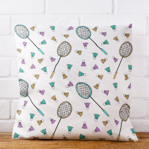 Almofada Crachês De Badminton Raquets Pássaros Desenhados À