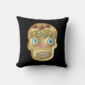 Almofada Cranio de Açúcar do Dia dos Mortos (Loira)