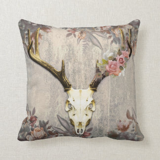 Almofada Crânio De Cerco Floral Vintage