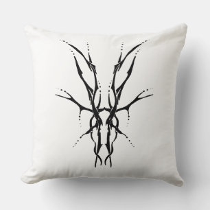Almofada Crânio de Cervo Tribal Preto Desenho de Caça