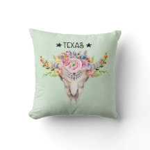 Crânio De Vaca Do Texas Boho Com Flores Trendência