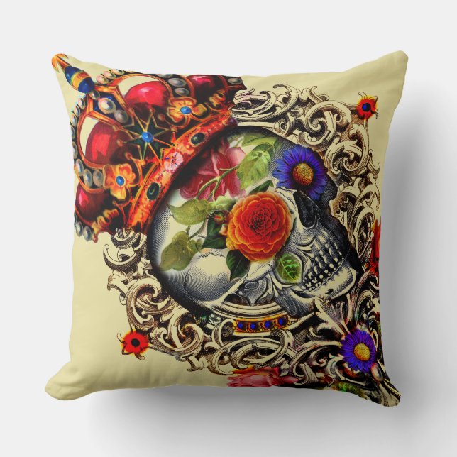 Almofada Crânio Floral Crowado (Frente)