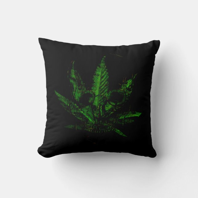 Almofada Crânio Sinistro e Planta em Vaso (Frente)