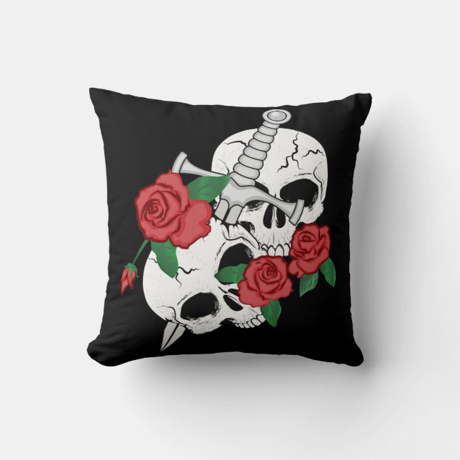 Almofada Crânios e Rosas (Frente)