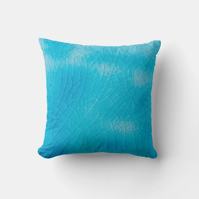 Almofada Craquelure de porcelana turquesa com vidros de fen (Frente)