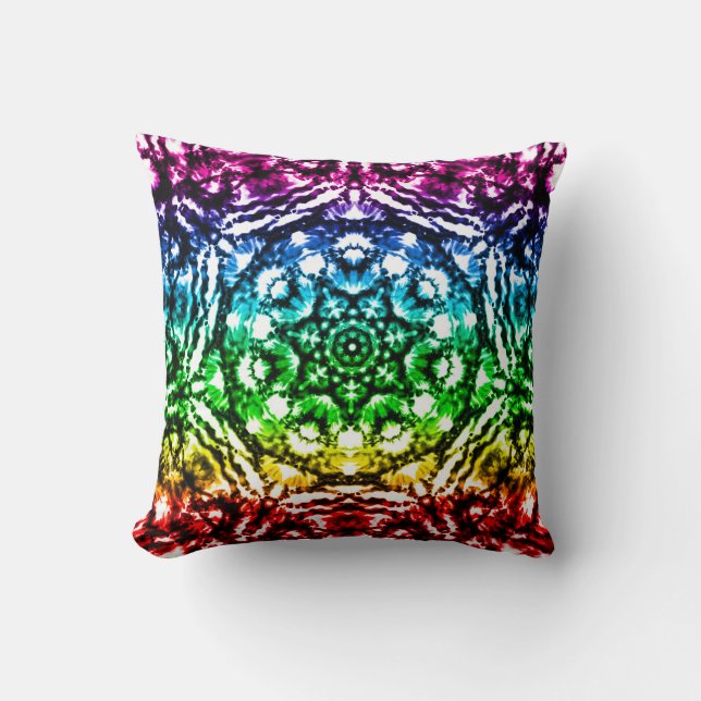 Almofada Cravata Tie Dye Mandala Arco-íris (Frente)