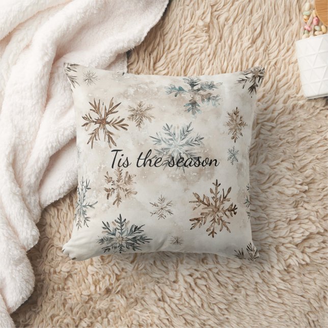 Almofada Cream Blue Brown Snowflakes Christmas (Cobertor)