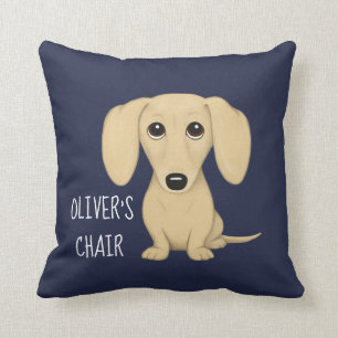 Almofada Cream Dachshund Cartoon Wiener Dog Personalizado