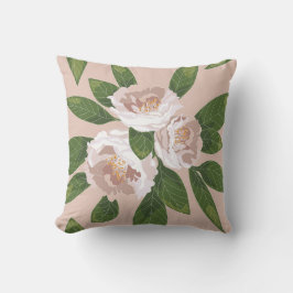 Almofada Cream Garden Harmony: Camellias e Greenery