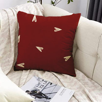 Almofada Cream Hearts on Burgundy - Minimal Valentine 