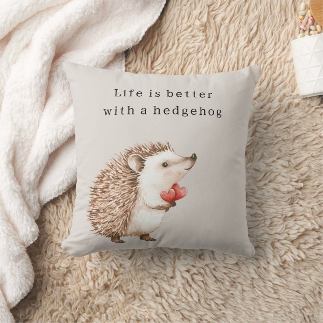 Almofada Cream Life is better with a hedgehog (Cobertor)