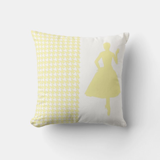 Almofada Cream Modern Houndstooth com Silhouette (Frente)
