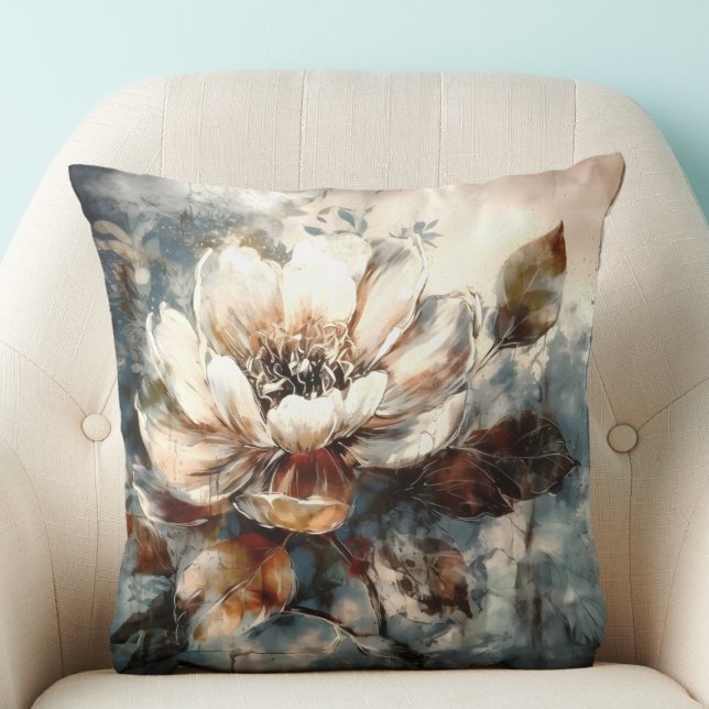 Almofada Cream Peony Watercolor Dream (Criador carregado)