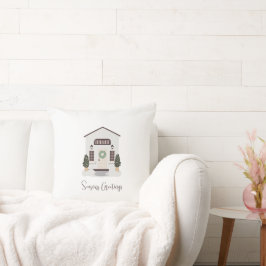Almofada Cream Snowy House Christmas Cushion 