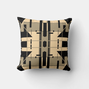 Almofada Cream Taupe Black Bold Shapes Geométricas Abstrato