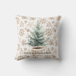 Almofada Cream White Snowflakes Christmas Tree