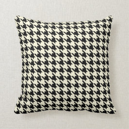 Almofada Creme bege preto Pied De Poule Houndstooth