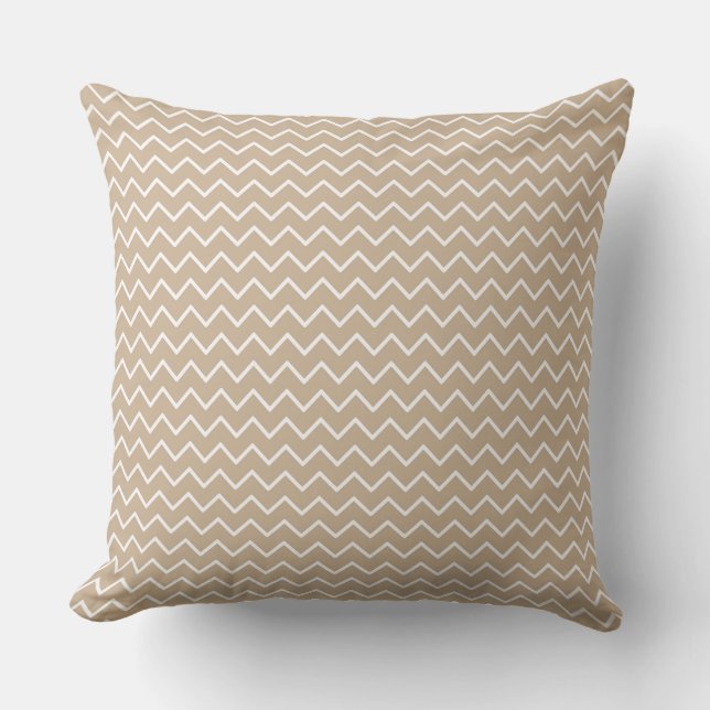 Almofada Creme Beige Zigzag/Bolinhas Travesseiro reversível (Frente)