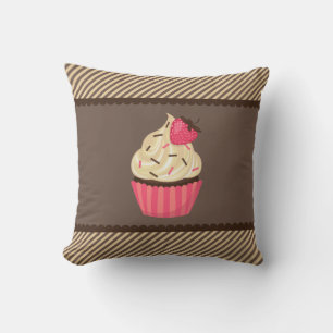 Almofada Creme cor-de-rosa Castanho Stripes Cupcake Moranho