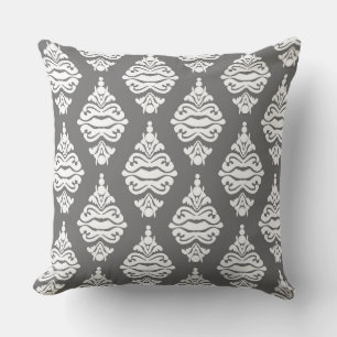 Almofada Creme Cor e Cinza Damasco Sofá Cushion
