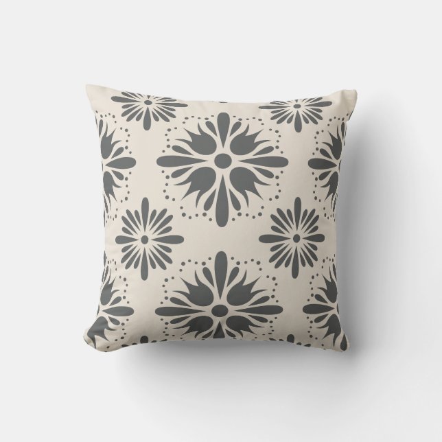 Almofada Creme de Cinzas de carvão geométrico Sherpa Blanke (Frente)