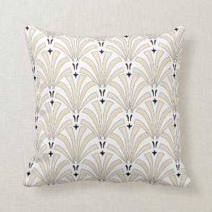Almofada creme do art deco do vintage do 1920 & fãs pretos