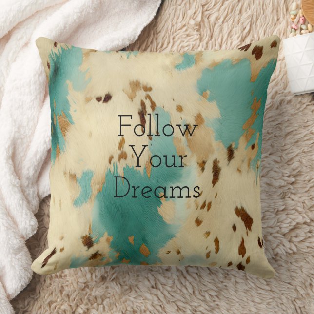 Almofada Creme Dourado Turquoise Cowhide Animal (Cobertor)