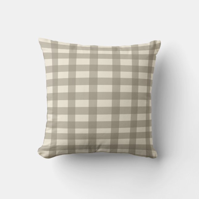 Almofada Creme Gingham e Toffee (Frente)