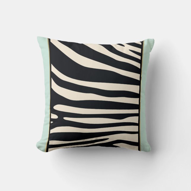 Almofada Creme, preto e verde-menta (Frente)