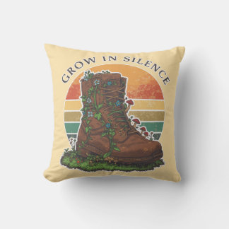 Almofada Cresça Em Silêncio Vintage Retro Natureza Travesse