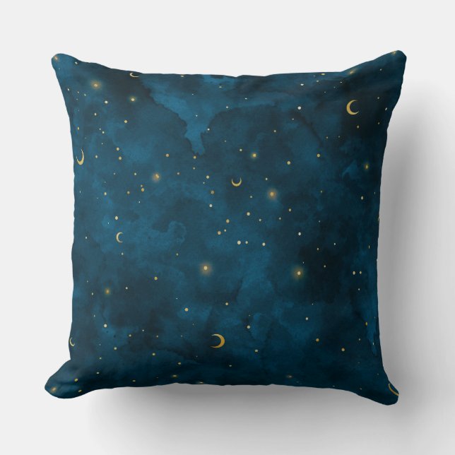 Almofada Crescent Moon Starry Night Celestial (Frente)