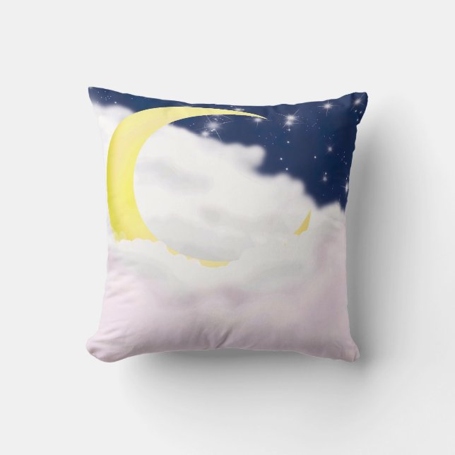 Almofada Cresent Moon in Soft Clouds Pillow  (Frente)