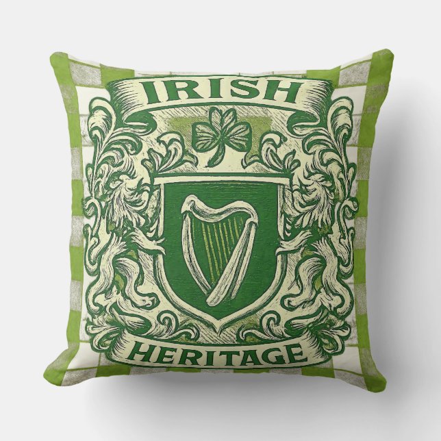 Almofada Crest da Herança Irlandesa • St. Patrick’s Day Vin (Frente)