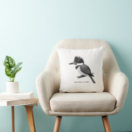 Almofada Crested Kingfisher Monochrome Throw Pillow