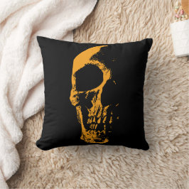 Almofada Criação de Pintura Laranja de Crânio Iluminado