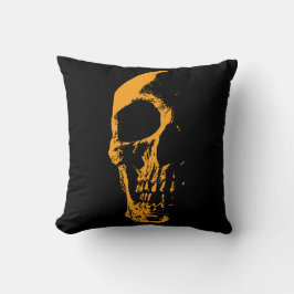 Almofada Criação de Pintura Laranja de Crânio Iluminado