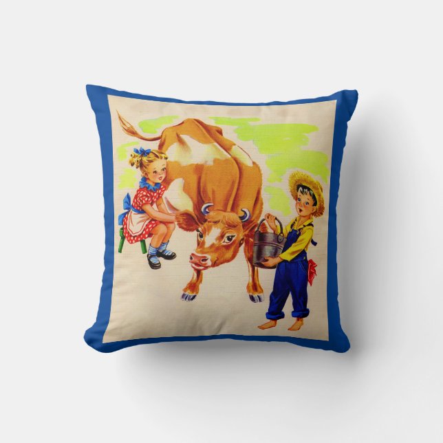 Almofada crianças adoráveis com uma vaca adorável (Frente)