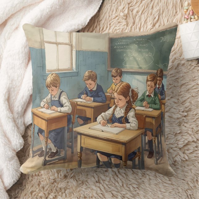 Almofada Crianças Antigas na Escola (Cobertor)